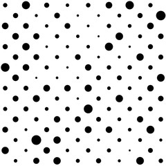 Dots halftone vector background. Random size circles seamless pattern.