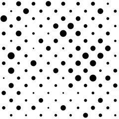 Dots halftone vector background. Random size circles seamless pattern.