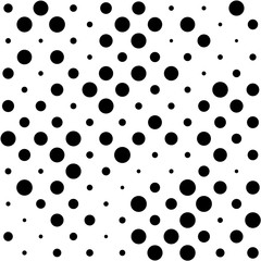 Dots halftone vector background. Random size circles seamless pattern.