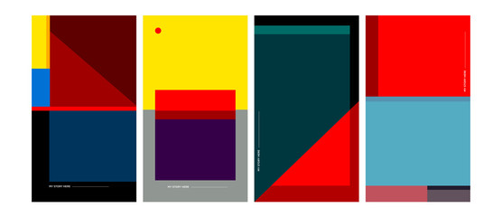 Cover and Poster Design Template for Magazine. Trendy Abstract Colorful Geometric and Curve Vector Illustration Collage with Typography for Cover, book, social media story, and Page Layout Design.