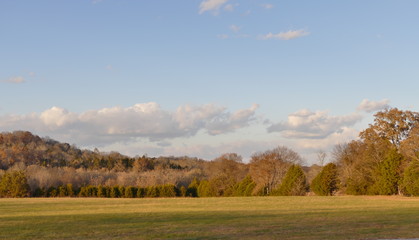 Fototapeta premium field, ridge, clouds, sky