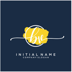 BV Initial handwriting logo design with brush circle. Logo for fashion,photography, wedding, beauty, business
