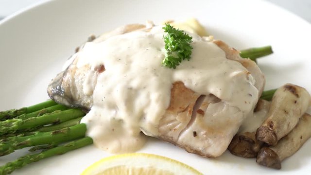 grilled snapper fish steak with vegetable