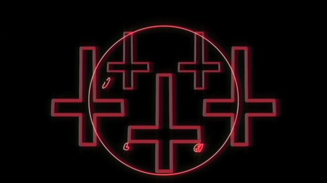 Five Upside-Down Crosses and a Sigil