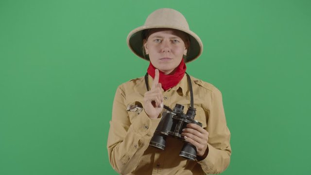 Woman Explorer No With Finger