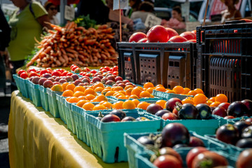 Fresh vegetables for sale at a local farmer's market in Southern Oregon