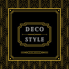 Art Deco logo design with seamless pattern. Pattern tile is included in the swatches panel.