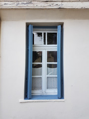 windows old style wooden in Ioannina city greece