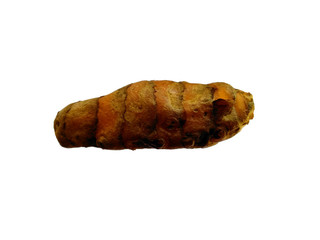 Fresh Cut Turmeric or Curcuma Longa Isolated with clipping path. Fresh turmeric root on white background.