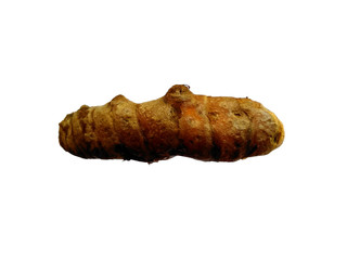 Fresh Cut Turmeric or Curcuma Longa Isolated with clipping path. Fresh turmeric root on white background.