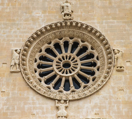 Detail of Cathedral church on Piazza Duomo in historical centre, Matera, South Italy