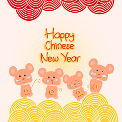 Fototapeta na wymiar Greeting of Happy Chinese New Year 2020 as year of rat