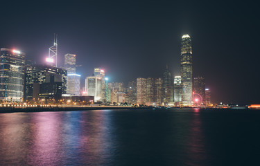 Fototapeta premium Hong Kong Island waterfront night view