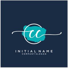 CC Initial handwriting logo design with brush circle. Logo for fashion,photography, wedding, beauty, business
