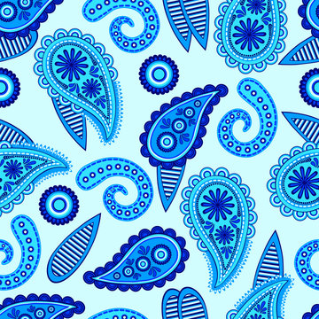Paisley indian ornament. Seamless pattern. Vector illustration.