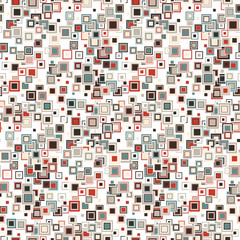 Abstract seamless pattern, Background, Texture, Geometrical elements of a square form, Free position, Graphic mosaic, On white.