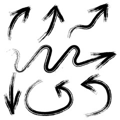 Arrows hand drawn vector set. Sketch arrow design for application, banner, print screen, pen marks, map and typography design guide line.