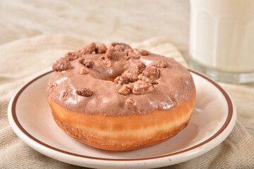 Fresh doughnut and milk