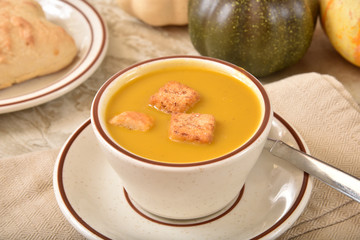 Cup of butternut squash soup