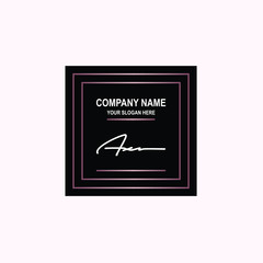 AX Initial signature logo is white, with a dark pink grid gradation line. with a black square background
