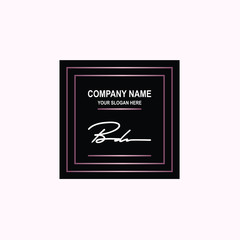 BD Initial signature logo is white, with a dark pink grid gradation line. with a black square background