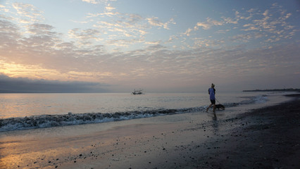 Naklejka premium Beautiful Morning With Clear Sky And Amazing Sunrise