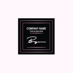 BG Initial signature logo is white, with a dark pink grid gradation line. with a black square background
