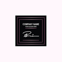BI Initial signature logo is white, with a dark pink grid gradation line. with a black square background