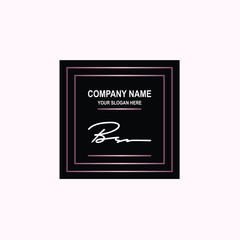 BS Initial signature logo is white, with a dark pink grid gradation line. with a black square background