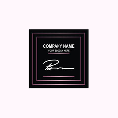 BV Initial signature logo is white, with a dark pink grid gradation line. with a black square background
