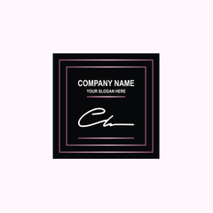 CL Initial signature logo is white, with a dark pink grid gradation line. with a black square background