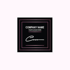 CN Initial signature logo is white, with a dark pink grid gradation line. with a black square background