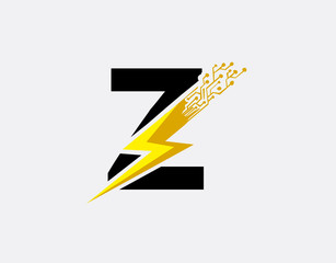 Flash Z Letter Logo, Electrical Bolt Technology Logo Icon