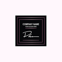 DK Initial signature logo is white, with a dark pink grid gradation line. with a black square background