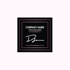 DJ Initial signature logo is white, with a dark pink grid gradation line. with a black square background