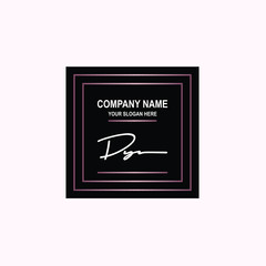 DY Initial signature logo is white, with a dark pink grid gradation line. with a black square background