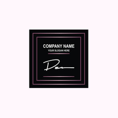 DZ Initial signature logo is white, with a dark pink grid gradation line. with a black square background