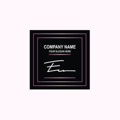 EC Initial signature logo is white, with a dark pink grid gradation line. with a black square background