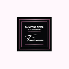 ER Initial signature logo is white, with a dark pink grid gradation line. with a black square background