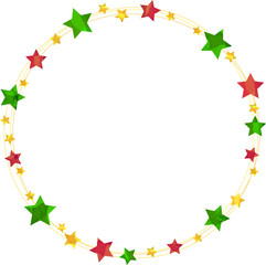 星_フレーム_サークル_イラスト_切り絵風_クリスマス_リース_star_七夕