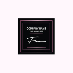 FS Initial signature logo is white, with a dark pink grid gradation line. with a black square background