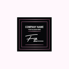 FT Initial signature logo is white, with a dark pink grid gradation line. with a black square background
