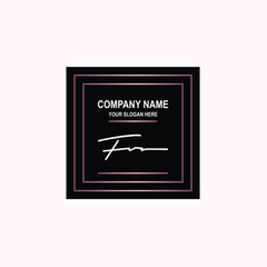FV Initial signature logo is white, with a dark pink grid gradation line. with a black square background