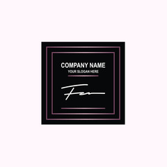 FZ Initial signature logo is white, with a dark pink grid gradation line. with a black square background