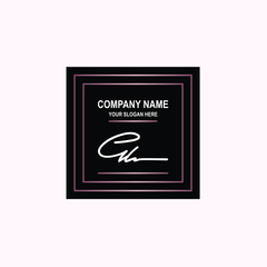 GL Initial signature logo is white, with a dark pink grid gradation line. with a black square background