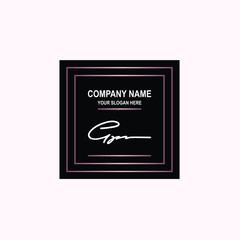 GP Initial signature logo is white, with a dark pink grid gradation line. with a black square background