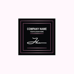 JH Initial signature logo is white, with a dark pink grid gradation line. with a black square background