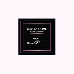 JJ Initial signature logo is white, with a dark pink grid gradation line. with a black square background