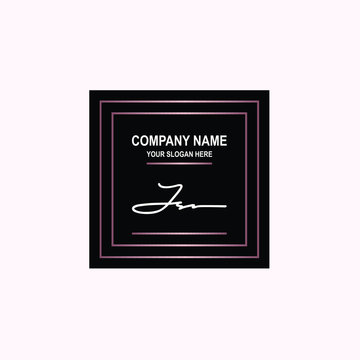 JS Initial signature logo is white, with a dark pink grid gradation line. with a black square background