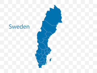 Sweden map on transparent background. Vector illustration.